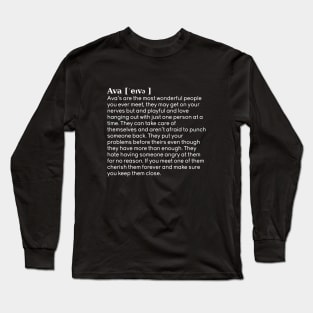 Ava name definition (black) Long Sleeve T-Shirt